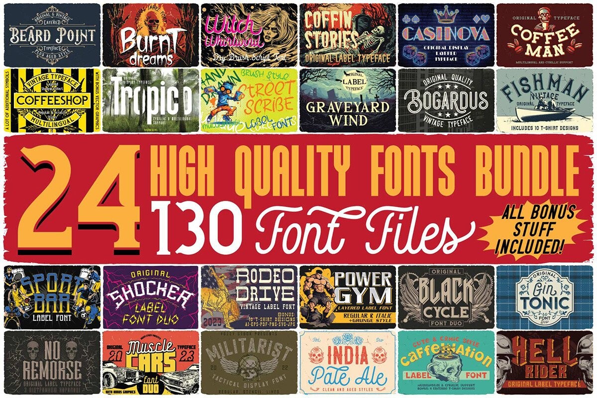 Vintage Graphics Font Bundle - Big Font Bundle