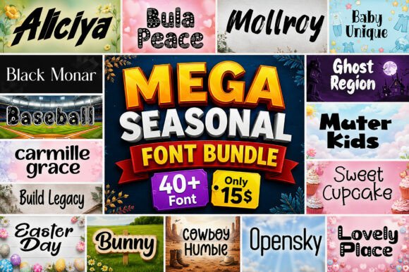 Unique Font Design Bundle - Mega Seasonal Bundle Font