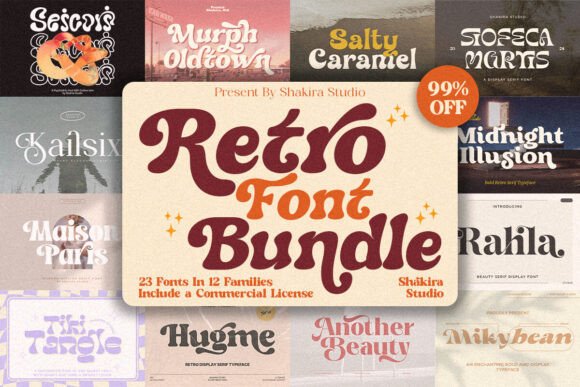 Retro Font - Retro Bundle Collection Font by Shakira Studio