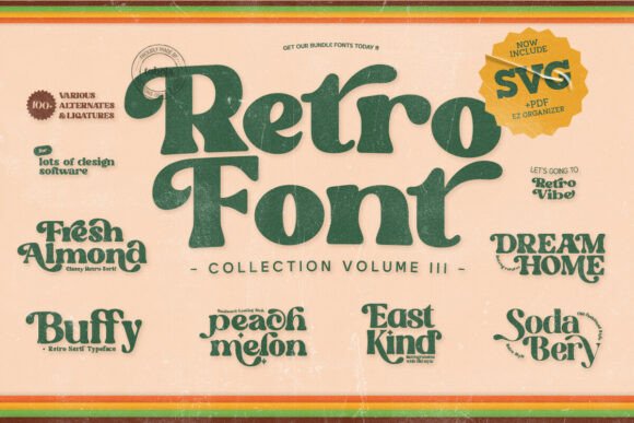 70s Font Bundle - Retro Groovy Bundle Font
