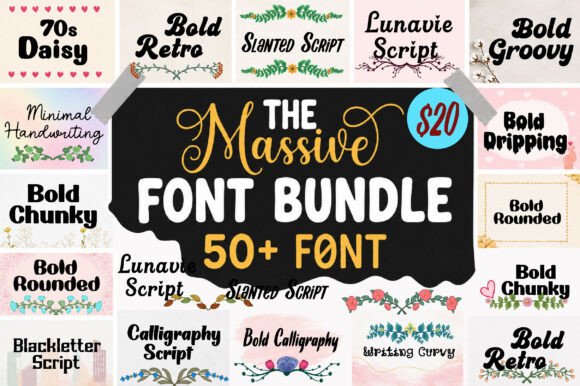 Retro Typography Font Bundle - The Massive Mega Bundle Font
