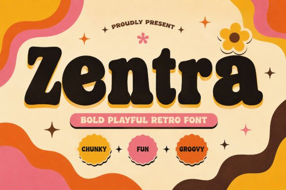 70s Font Design Bundle - Zentra Font